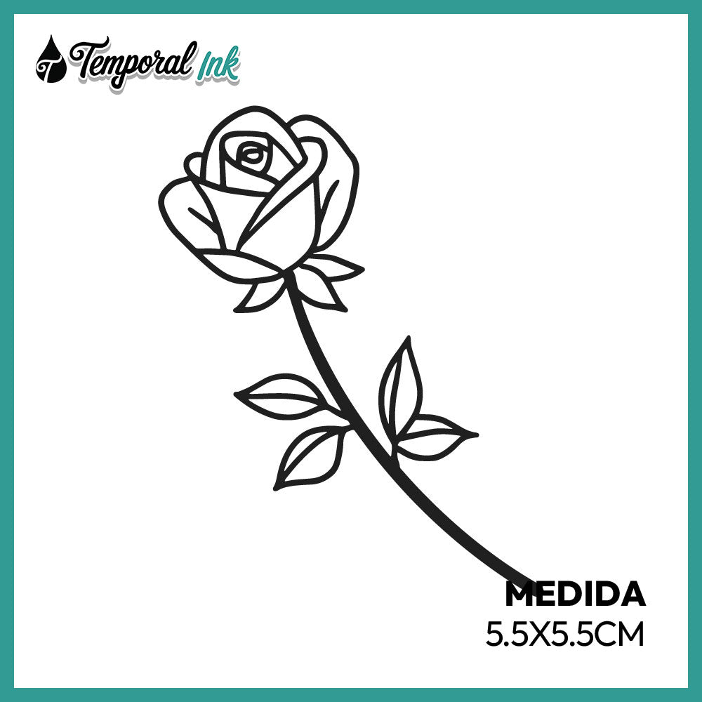 Tatuaje Rosa en Líneas