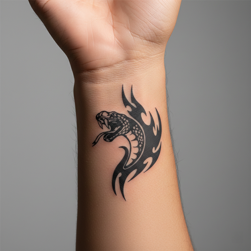 Tatuaje Serpiente en Llamas