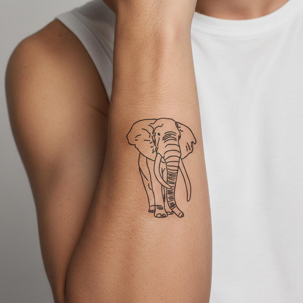 Tatuaje Elefante en Líneas