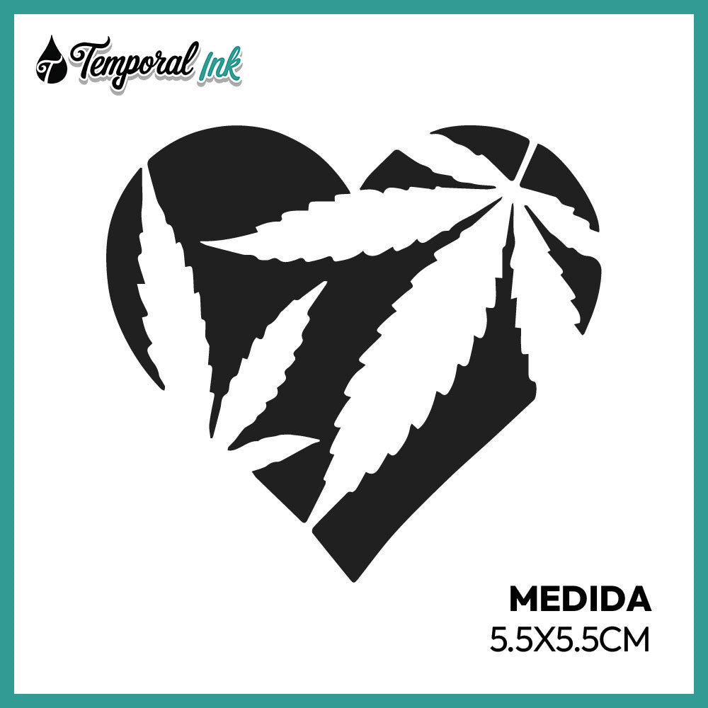 Tatuaje Corazón Cannábico