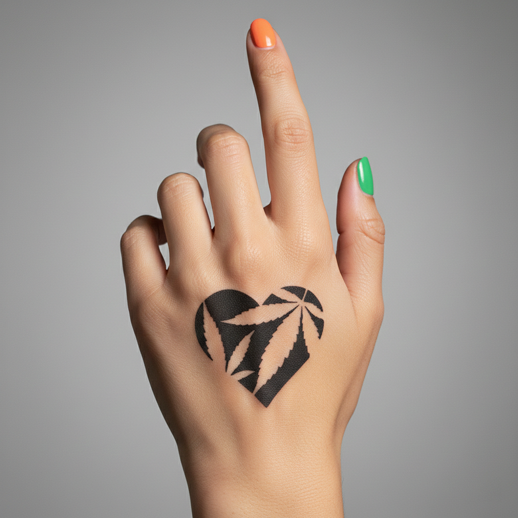 Tatuaje Corazón Cannábico
