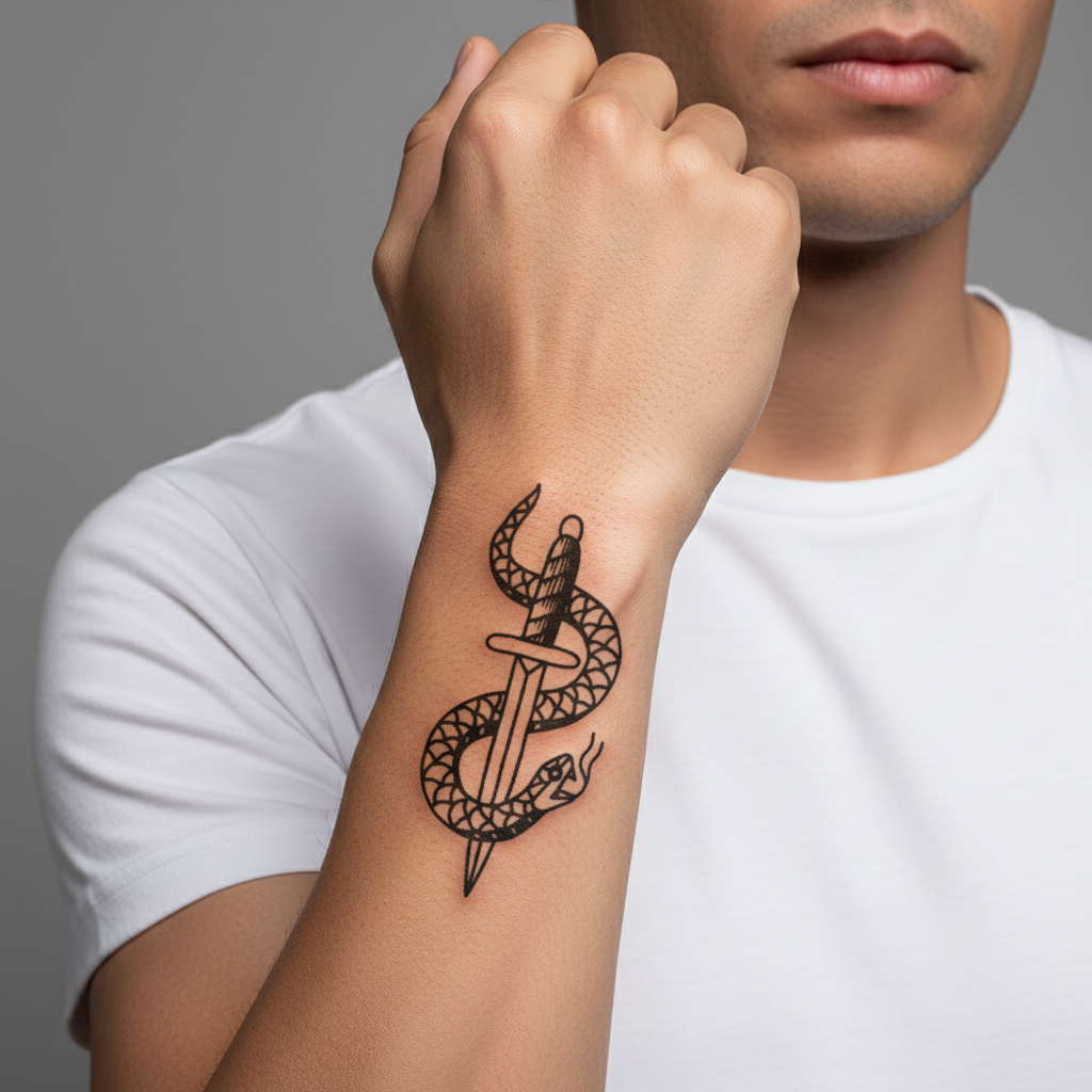 Tatuaje Daga Serpiente