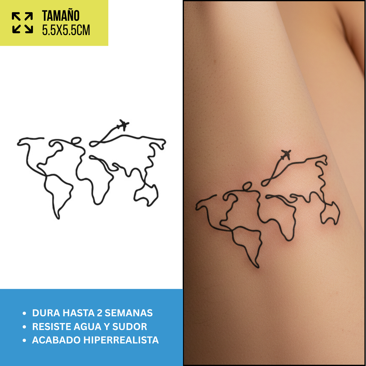 Tatuajes Temporales Viajes y Aventura  | Hombre y Mujer