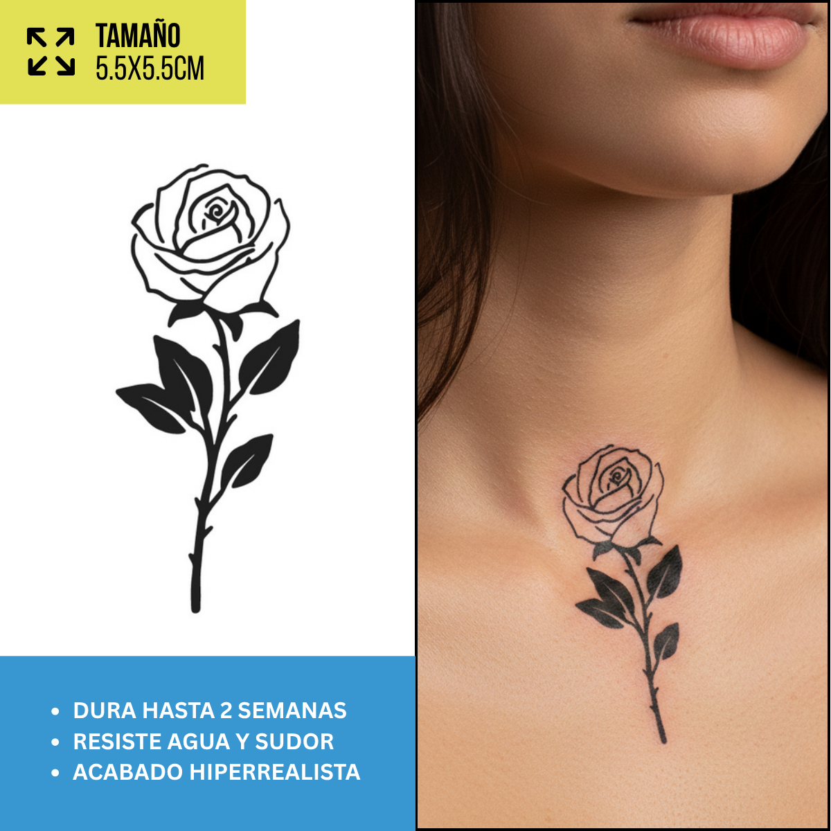 Tatuaje Temporales Flores Fine Line | Duran hasta 2 Semanas