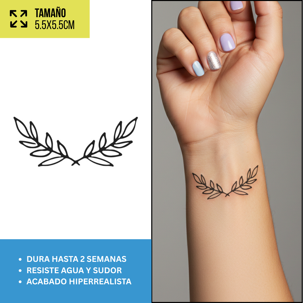 Tatuaje Temporales Flores Fine Line | Duran hasta 2 Semanas