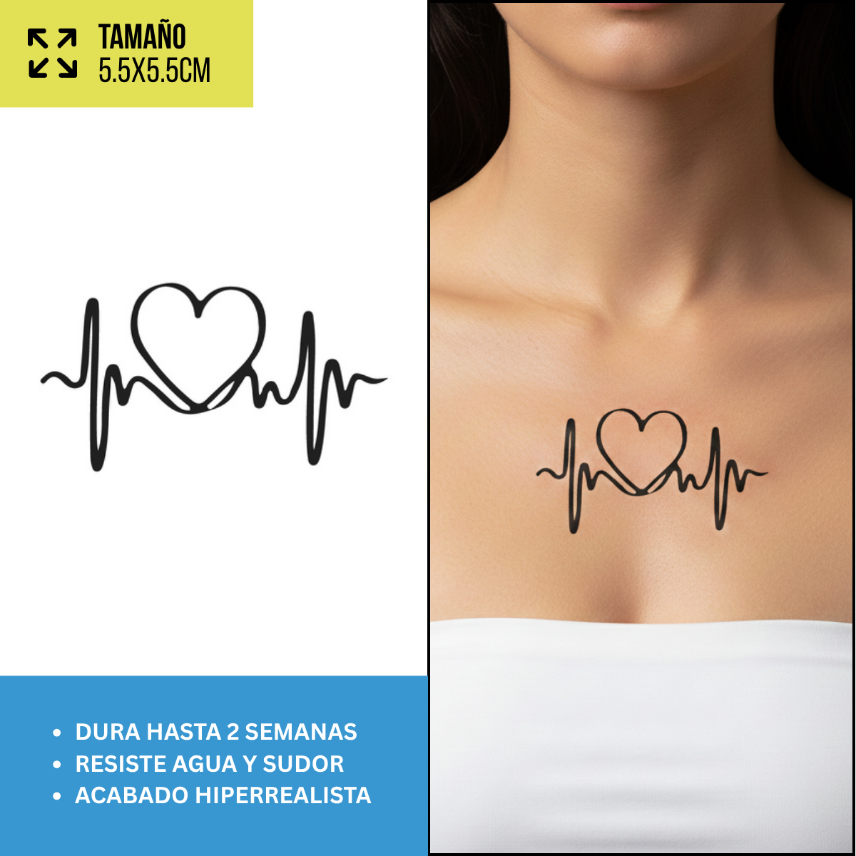 Tatuaje Temporales Corazones | Duran hasta 2 Semanas