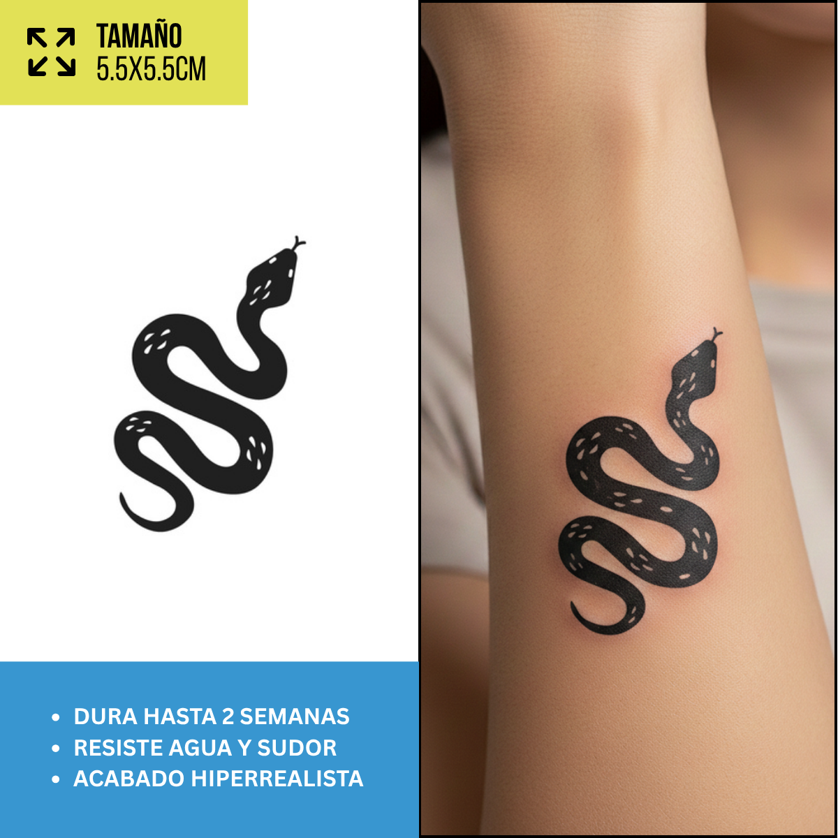 Tatuajes Temporales Serpientes, Dragones y Blackwork  | Hombre y Mujer