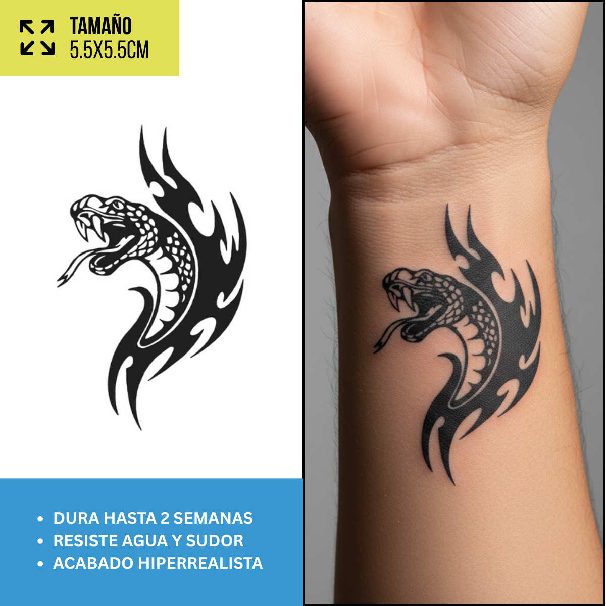 Tatuajes Temporales Serpientes, Dragones y Blackwork  | Hombre y Mujer