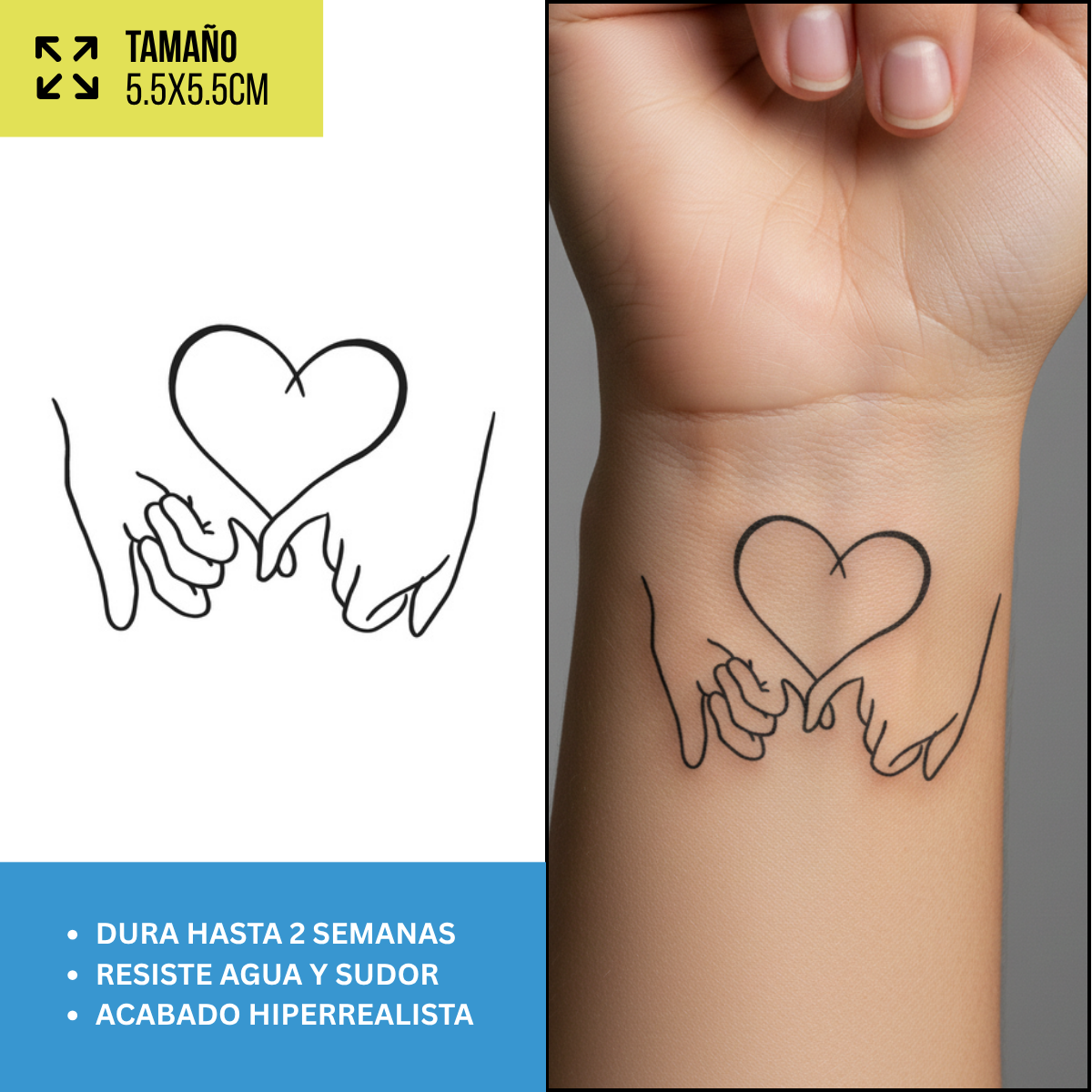 Tatuaje Temporales Corazones | Duran hasta 2 Semanas