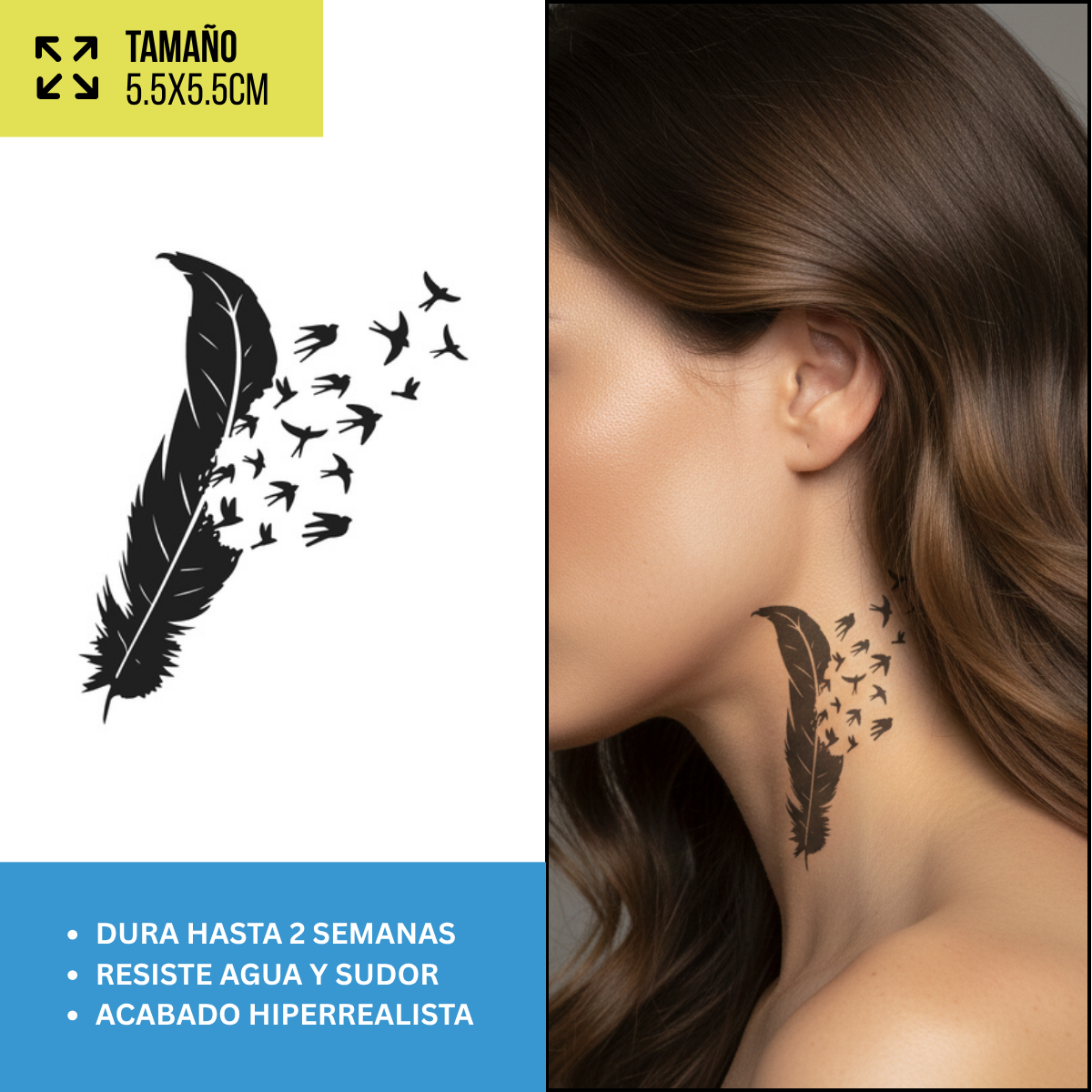 Tatuajes Temporales Alas, Ángeles y Espirituales | Duran hasta 2 Semanas