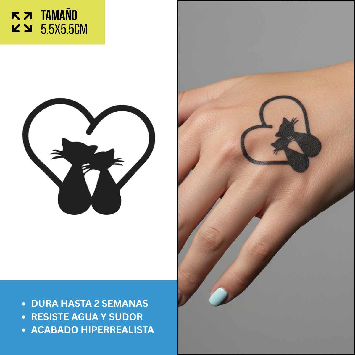 Tatuaje Temporales Corazones | Duran hasta 2 Semanas