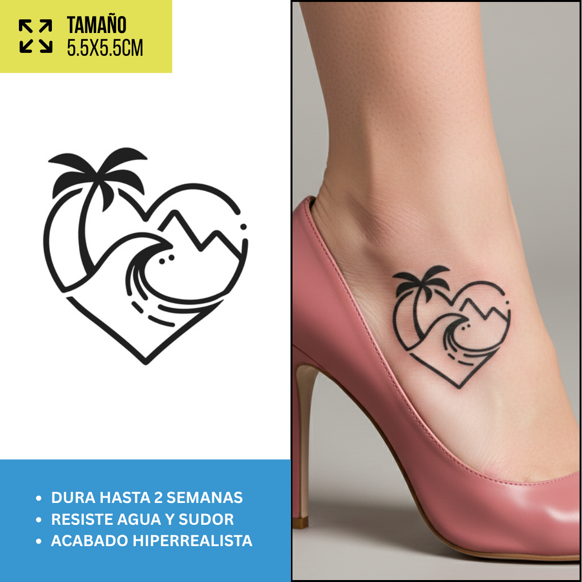 Tatuaje Temporales Corazones | Duran hasta 2 Semanas