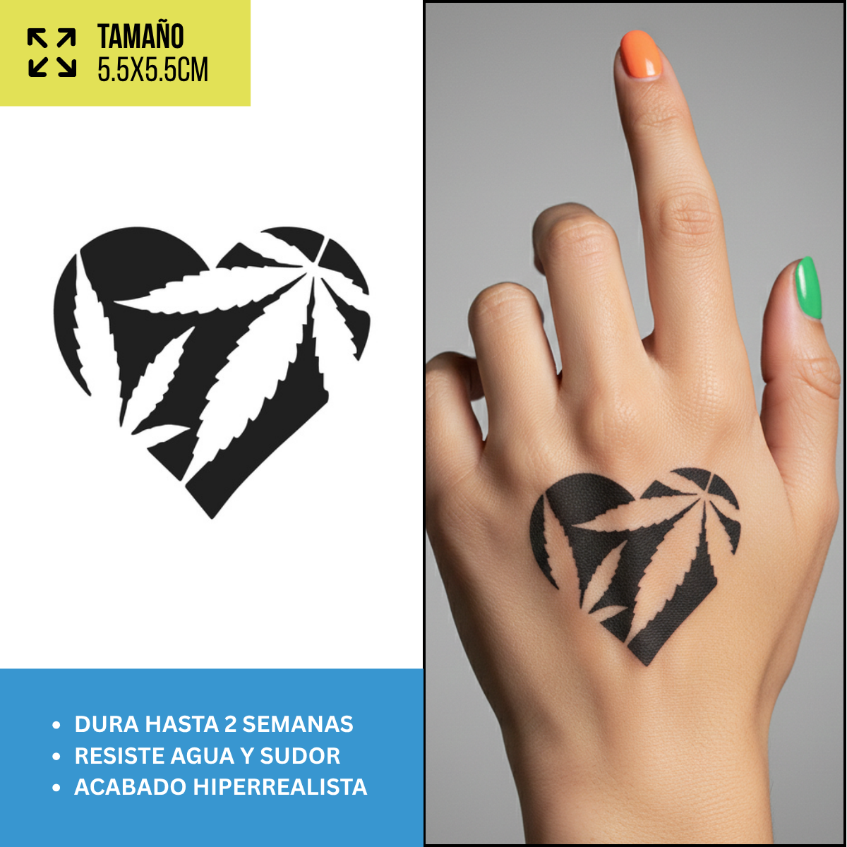 Tatuaje Temporales Corazones | Duran hasta 2 Semanas