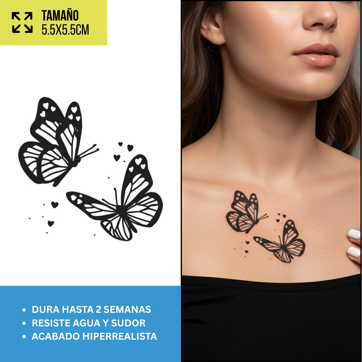 Tatuajes Temporales Mariposas y Delicados | Duran hasta 2 Semanas