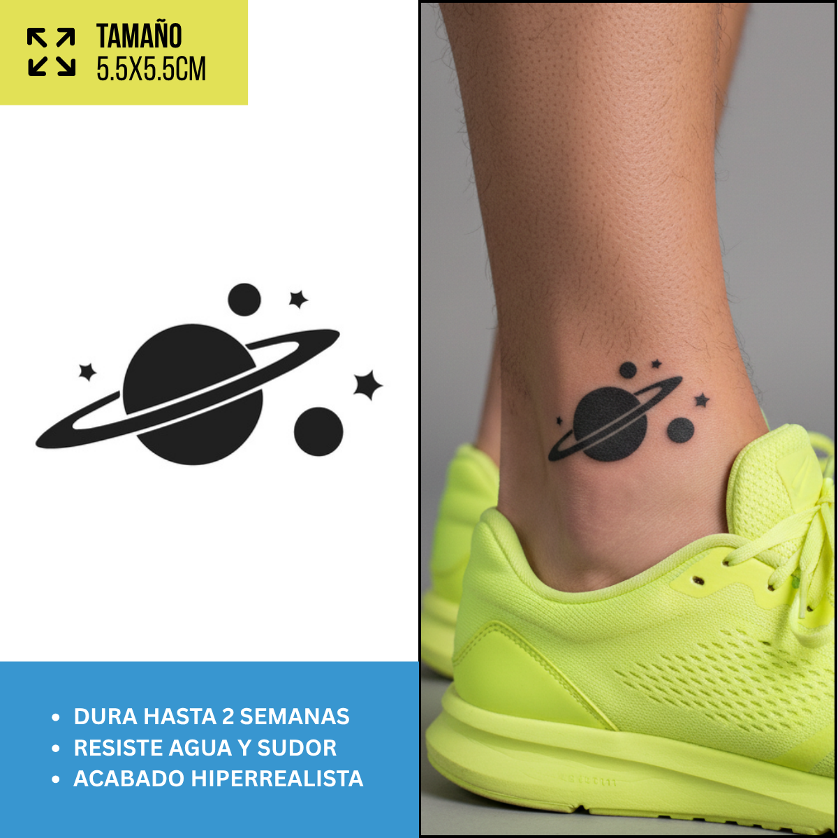 Tatuajes Temporales Sol, Luna y Estrellas  | Hombre y Mujer