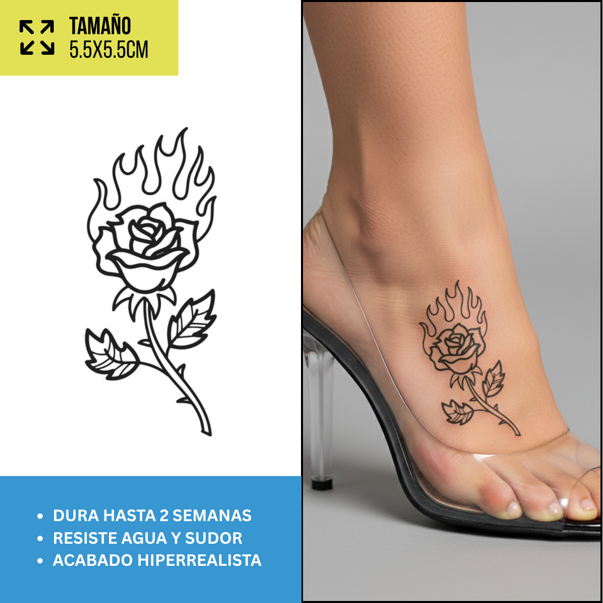 Tatuaje Temporales Flores Fine Line | Duran hasta 2 Semanas