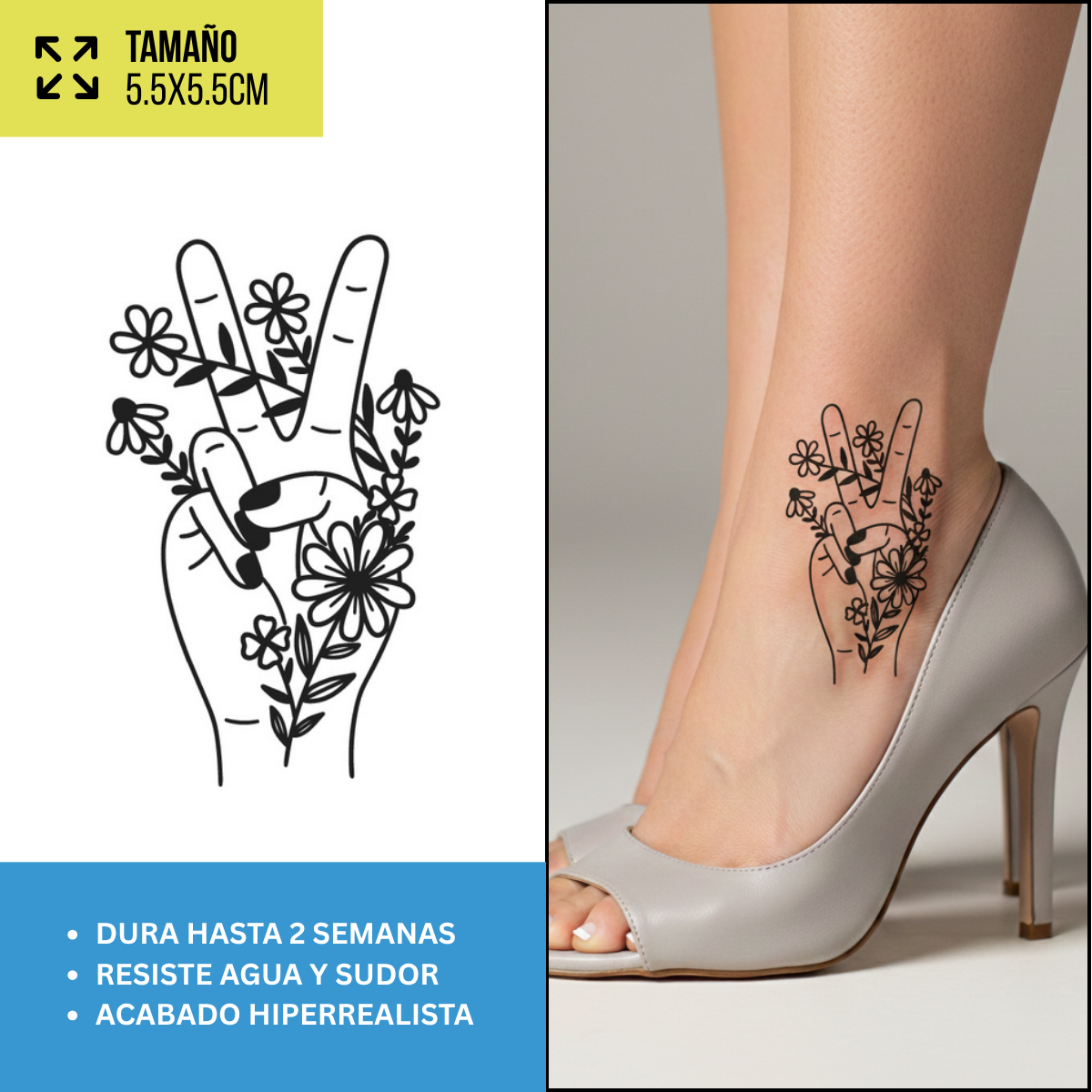Tatuaje Temporales Flores Fine Line | Duran hasta 2 Semanas