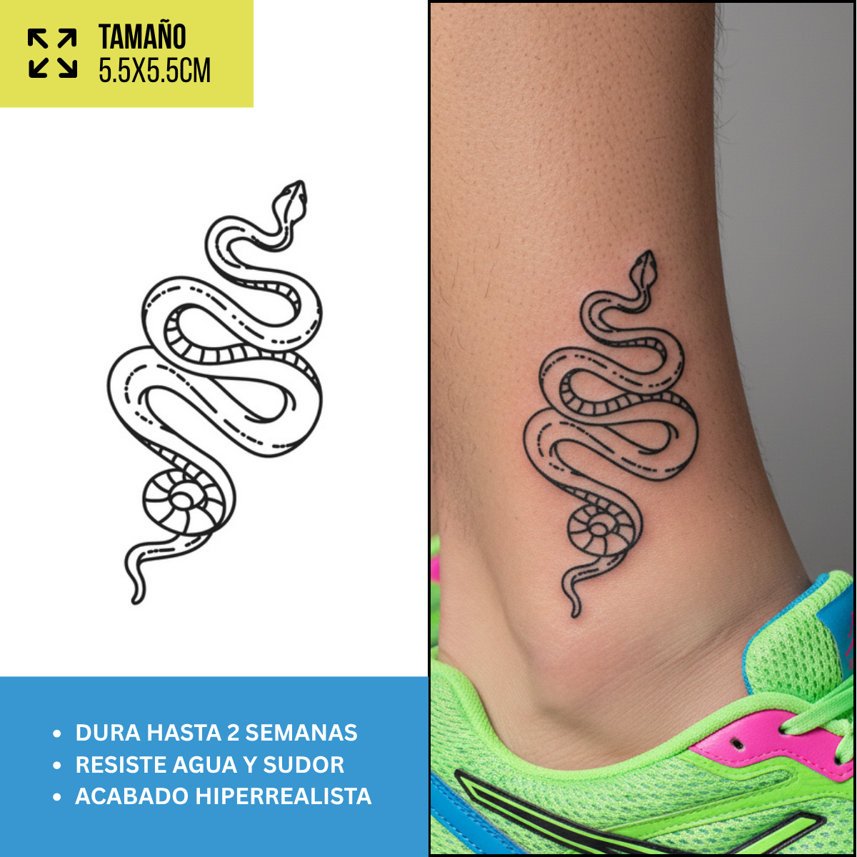 Tatuajes Temporales Serpientes, Dragones y Blackwork  | Hombre y Mujer