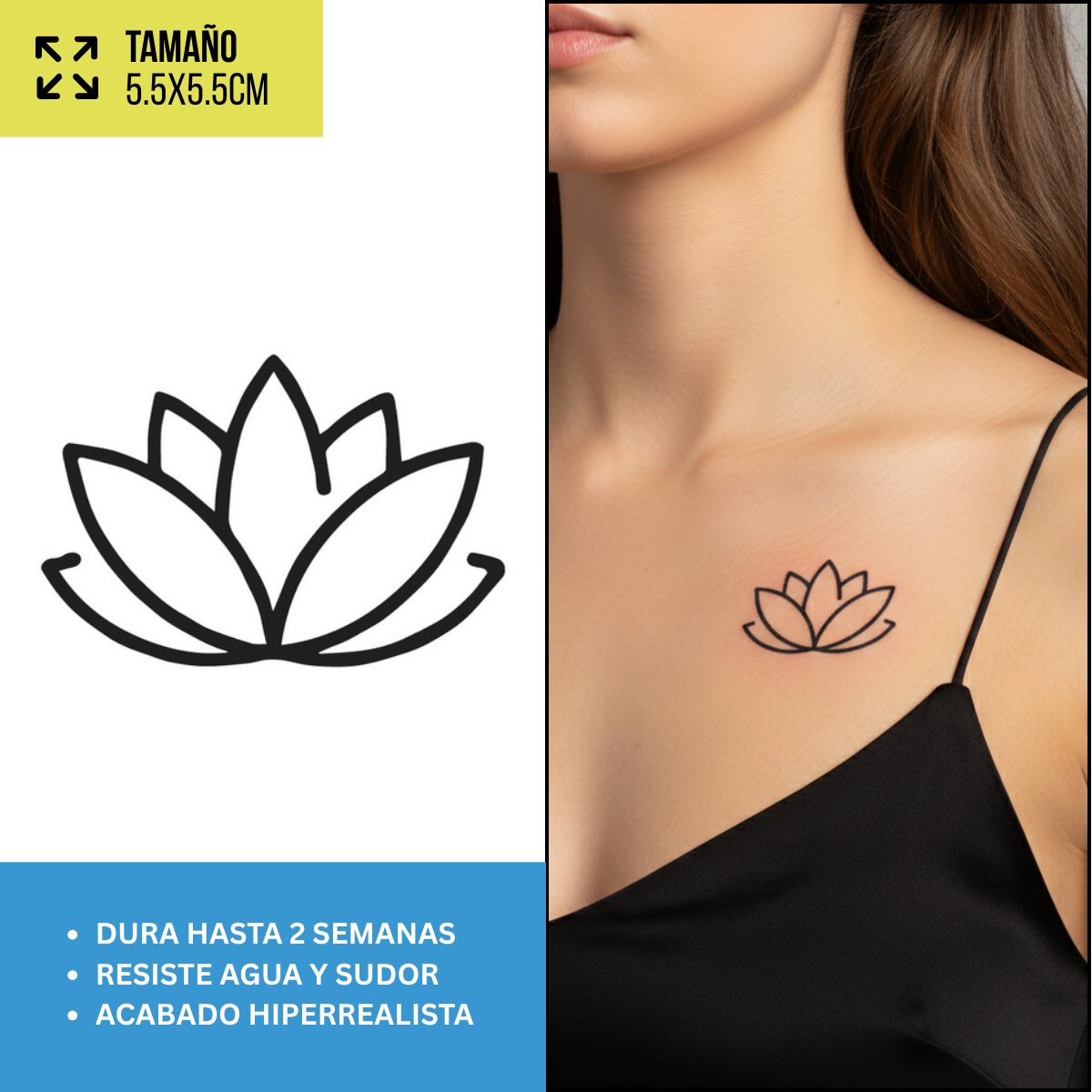 Tatuaje Temporales Flores Fine Line | Duran hasta 2 Semanas