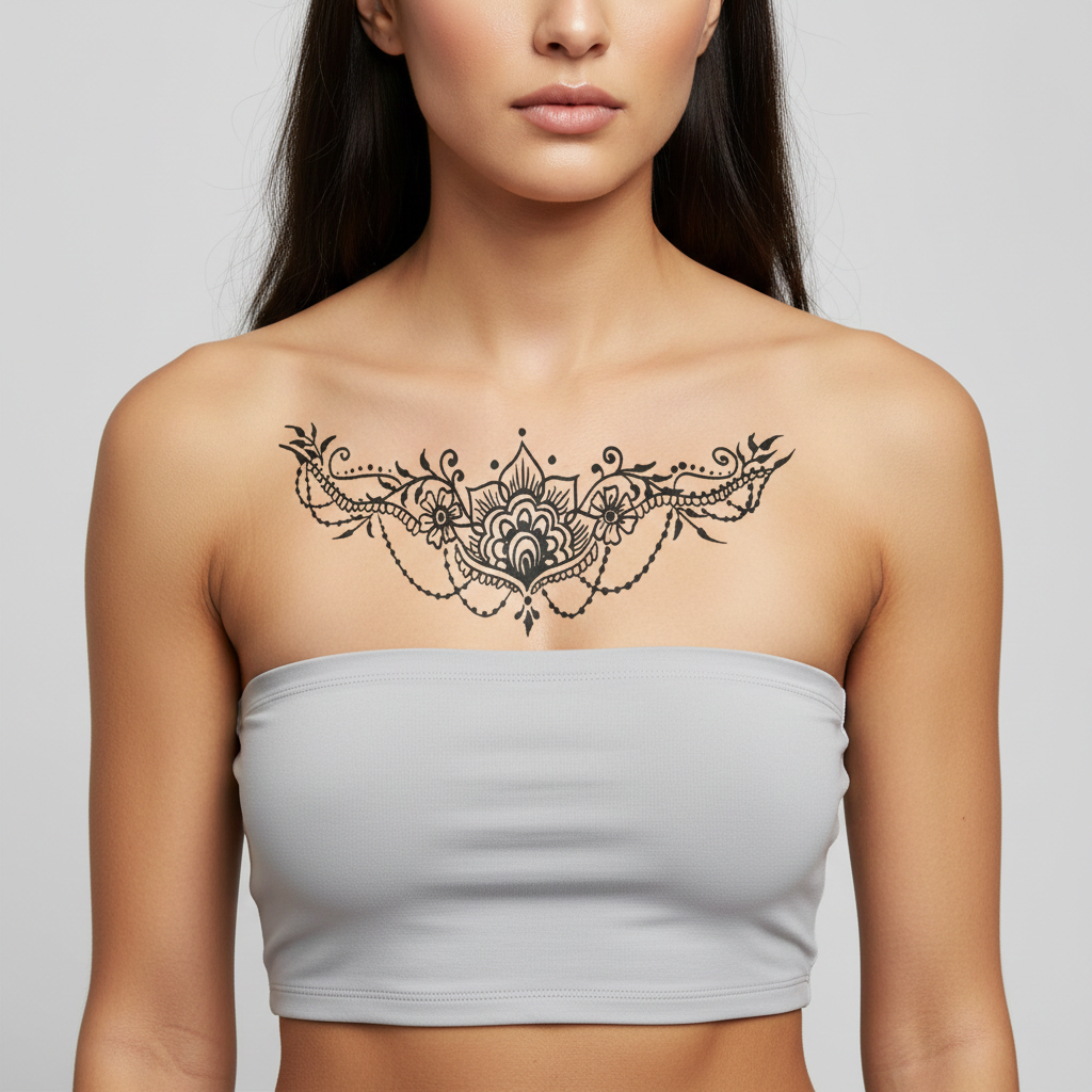 Tatuaje Tórax Composición Flor de Loto