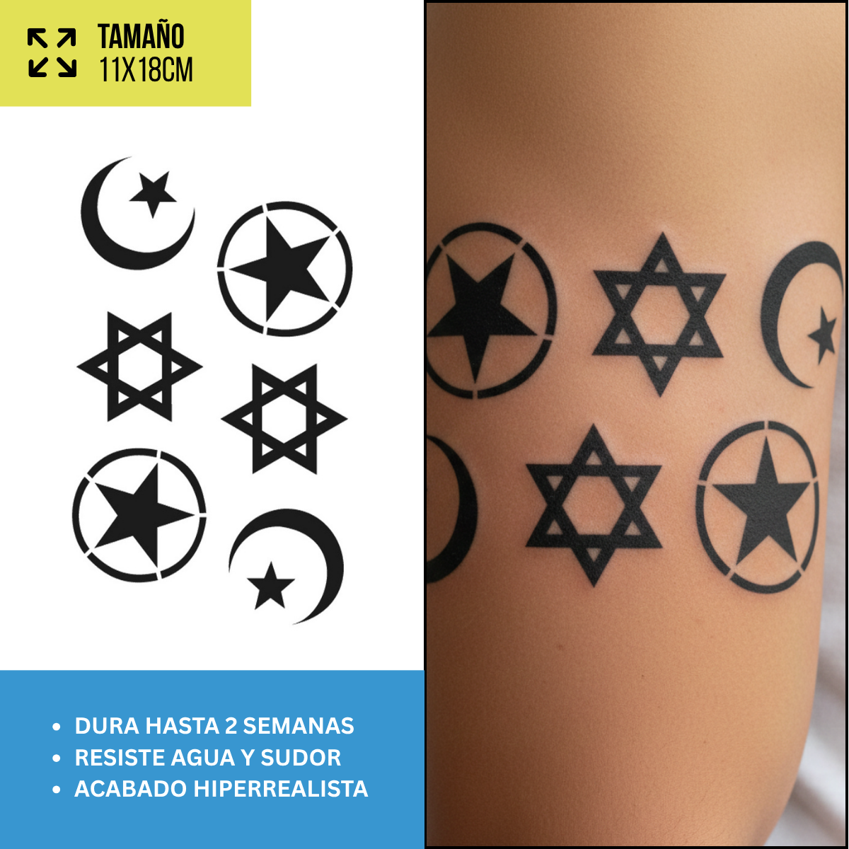 Tatuajes Temporales Místico & Espiritual | Hombre y Mujer