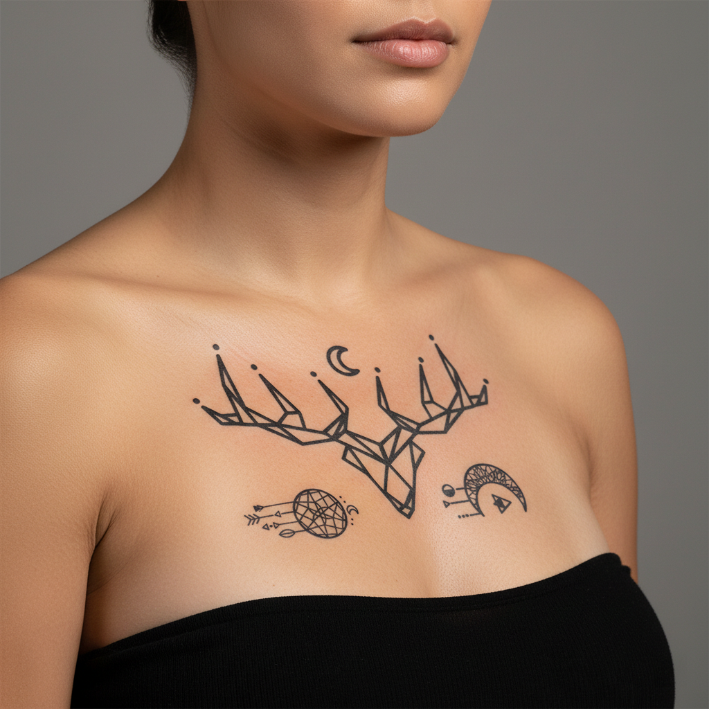 Tatuaje Ciervo Geométrico