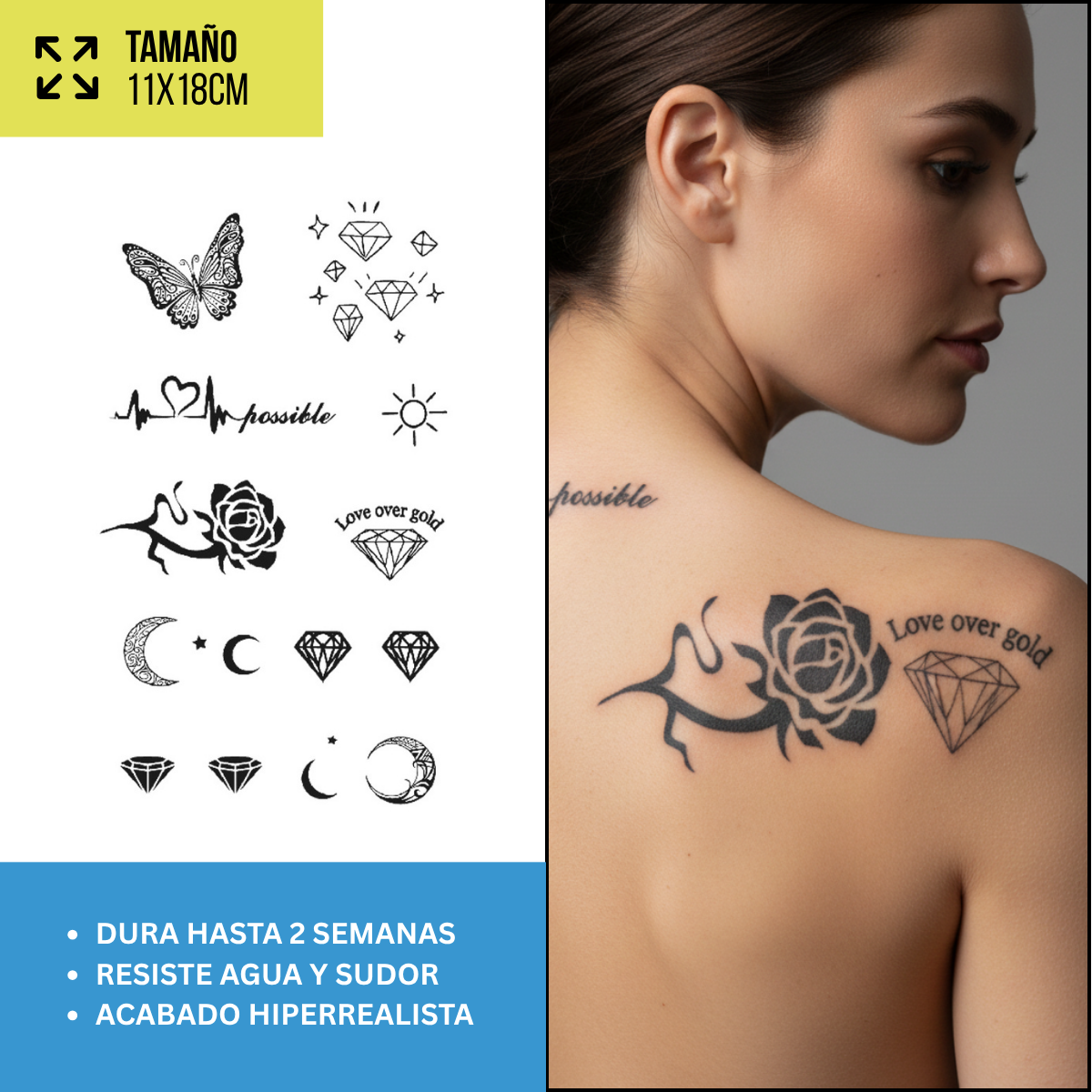 Tatuajes Temporales Minimal & Lettering | Diseños Realistas