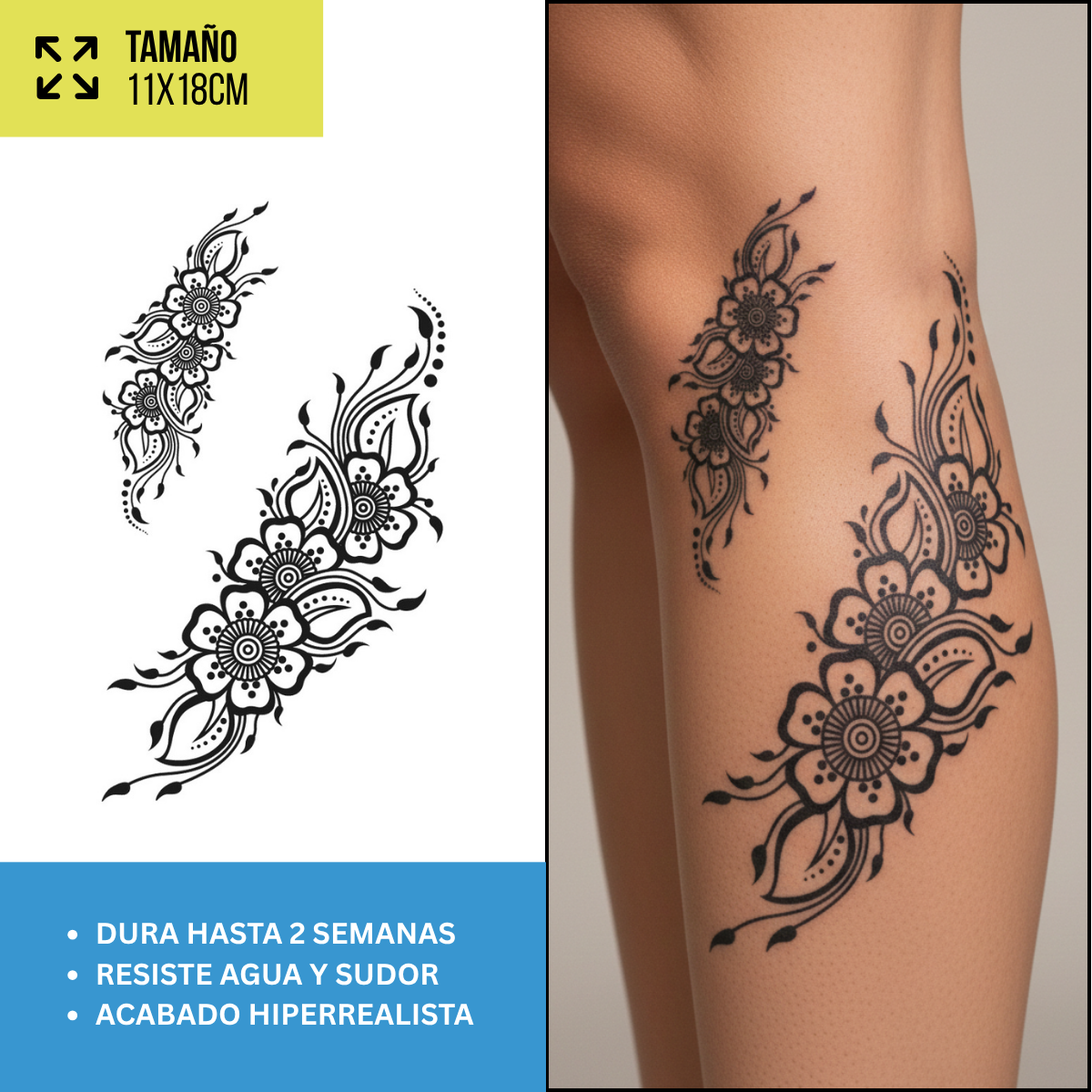 Tatuajes Temporales Florales Clásicos | Diseños Realistas