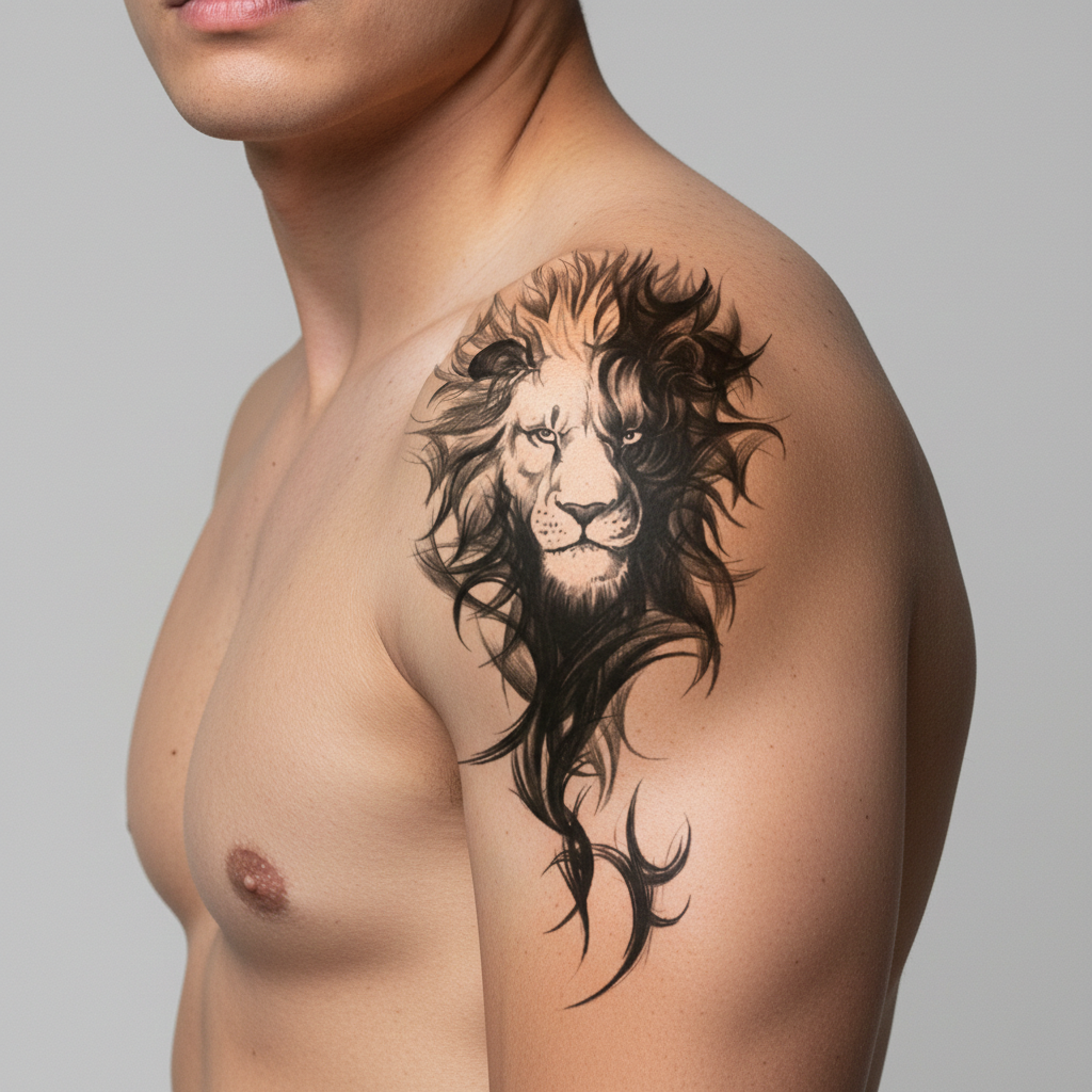 Tatuaje León con melena