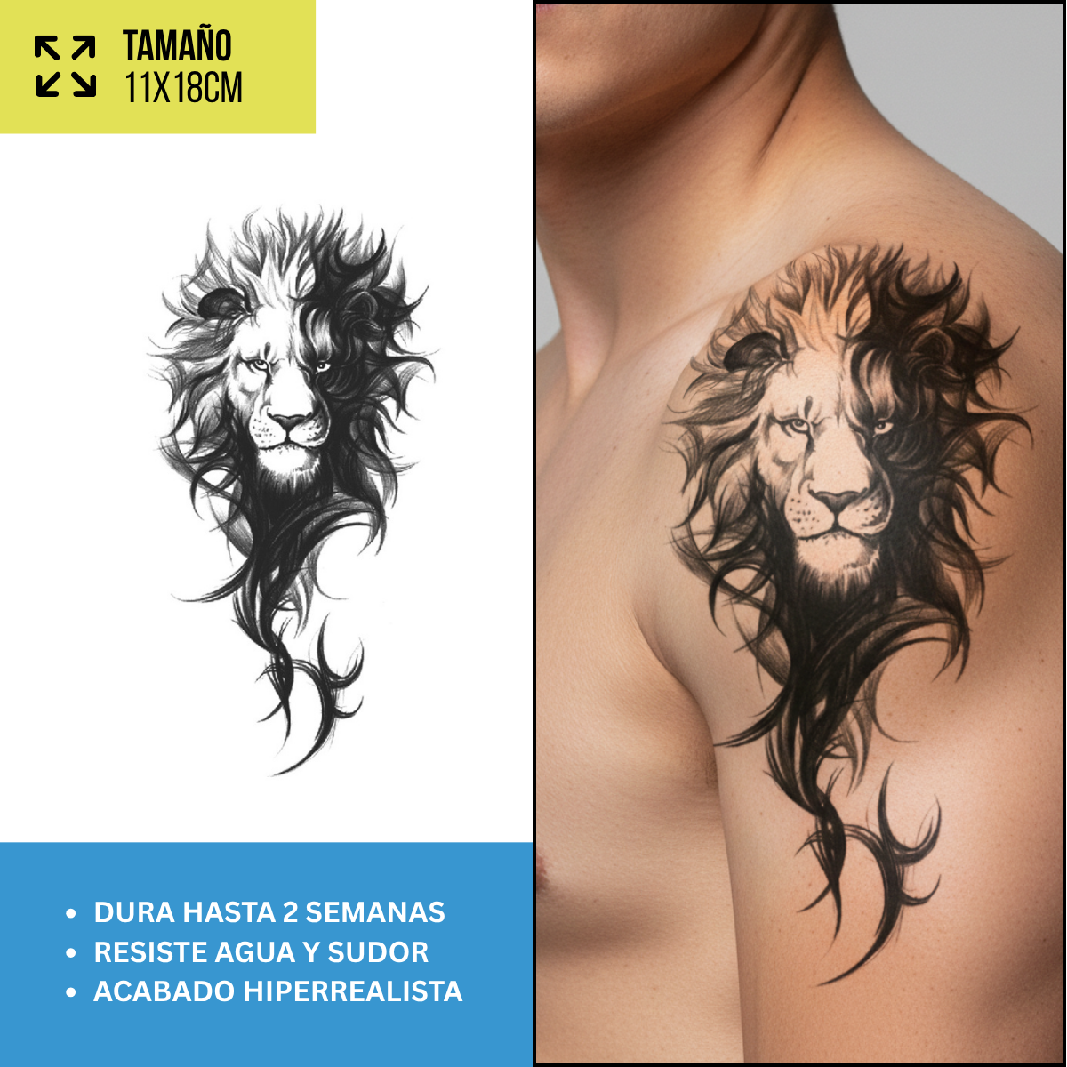 Tatuaje León con melena