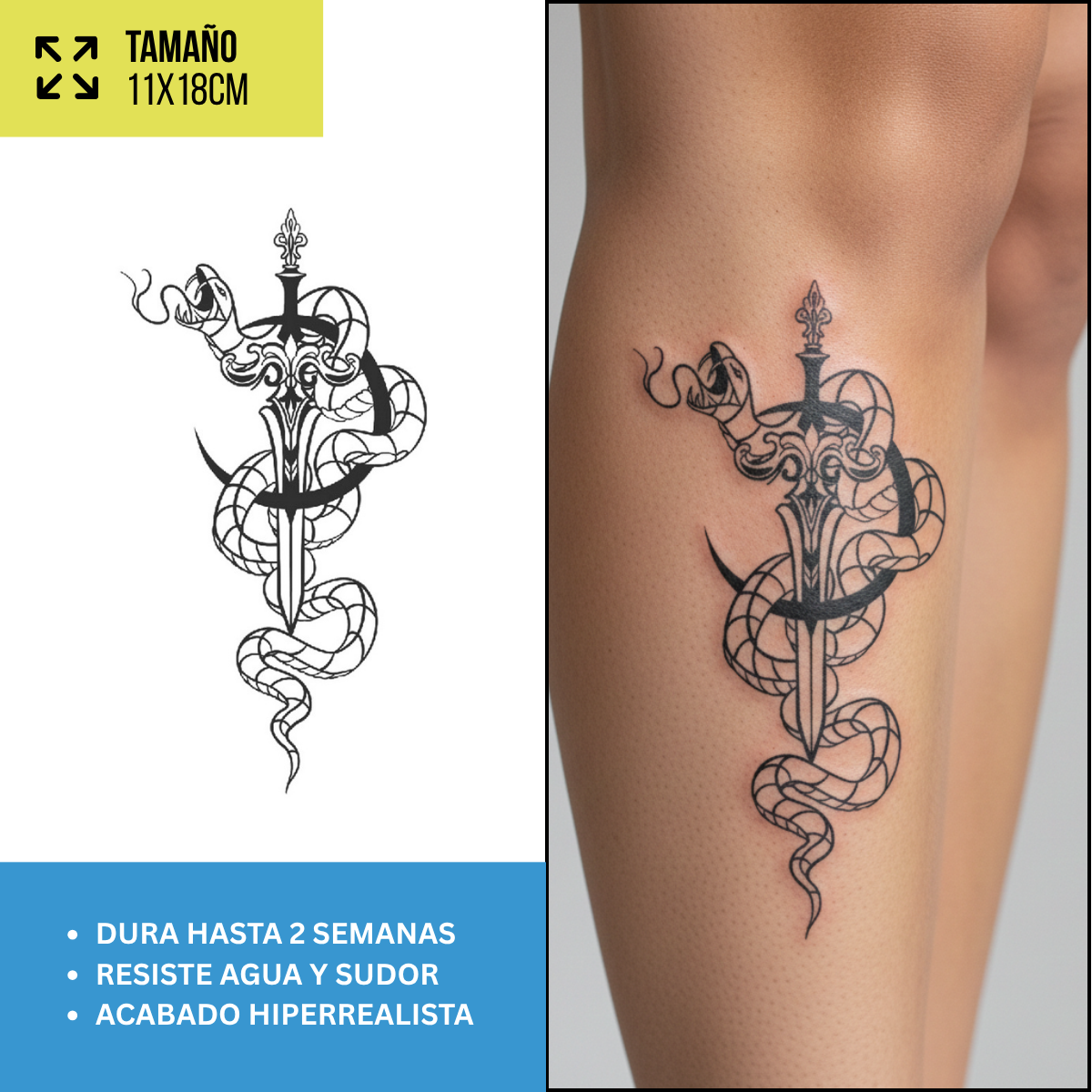 Tatuajes Temporales Serpientes & Cobras | Diseños Realistas