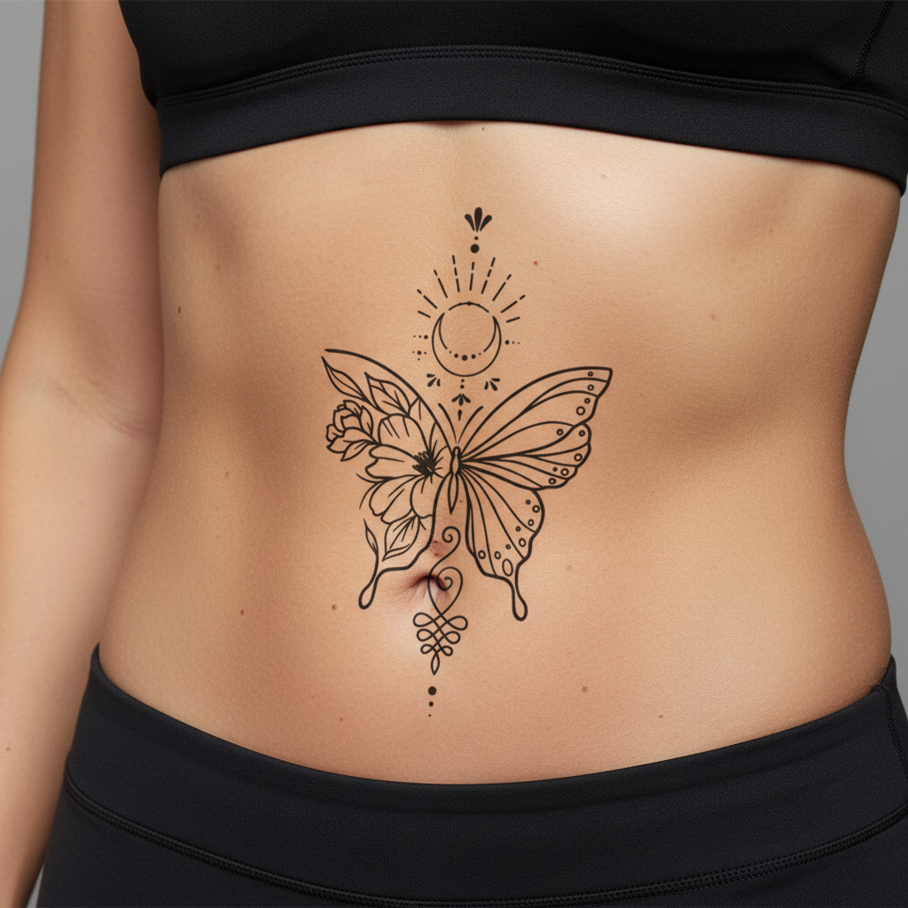 Tatuaje Mariposa floral