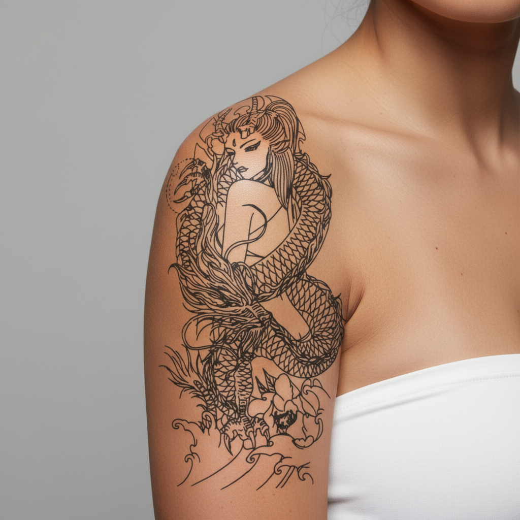 Tatuaje Mujer Dragón