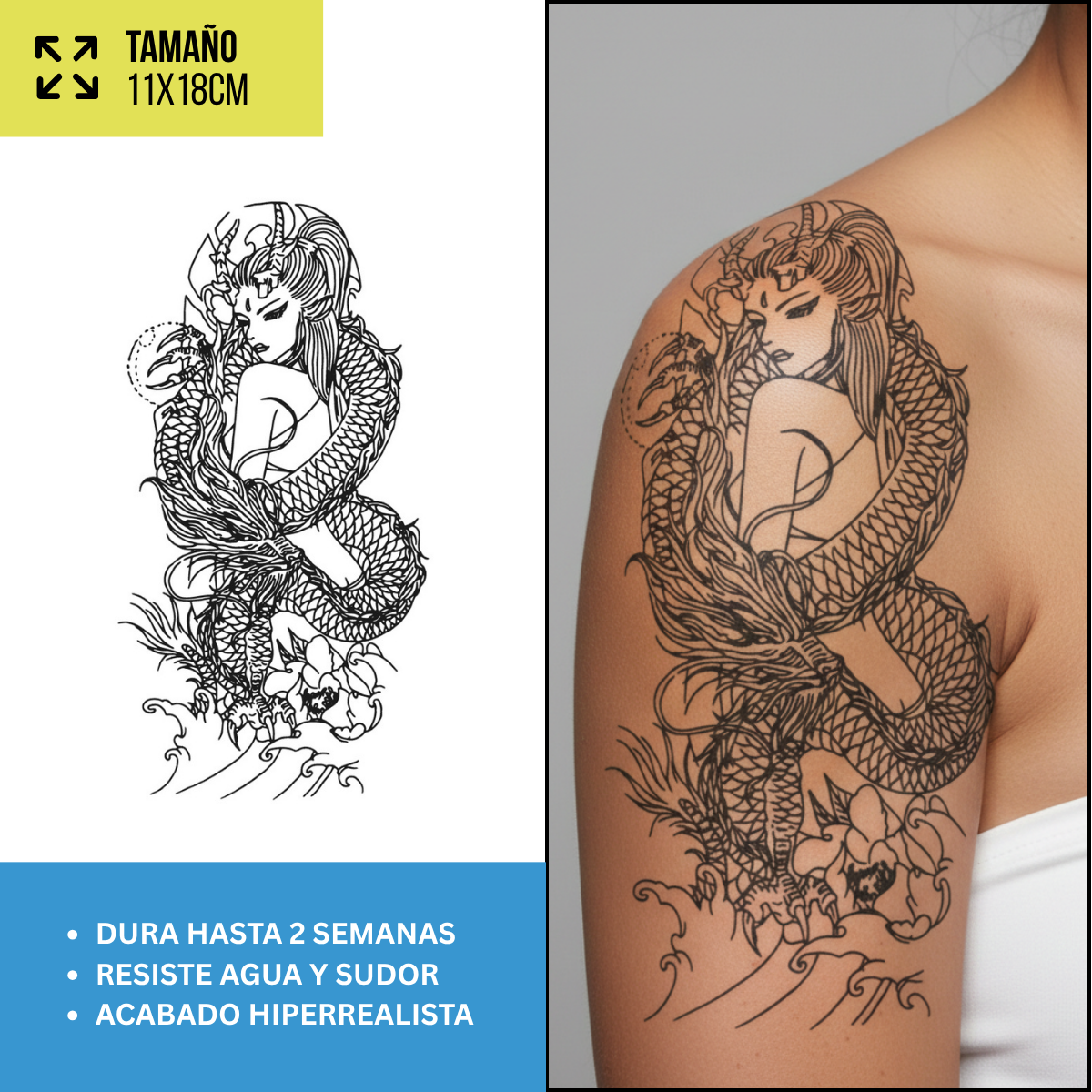 Tatuajes Temporales Dragones & Oriental | Hombre y Mujer