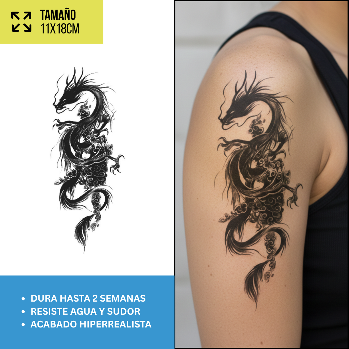 Tatuajes Temporales Dragones & Oriental | Hombre y Mujer