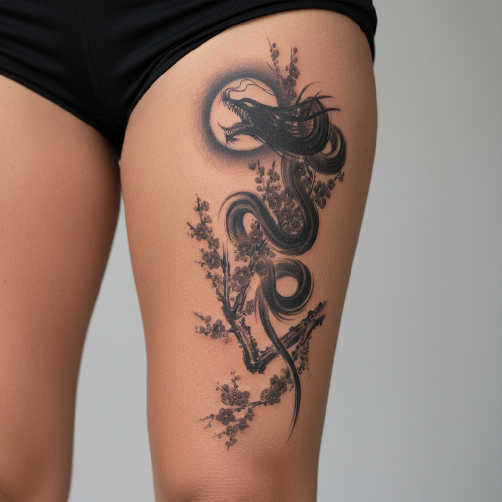Tatuaje Serpiente lunar