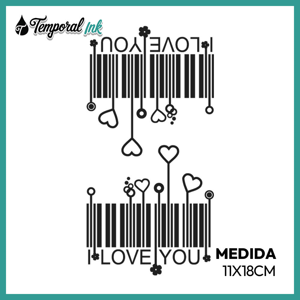 Tatuaje Código de barras Love You