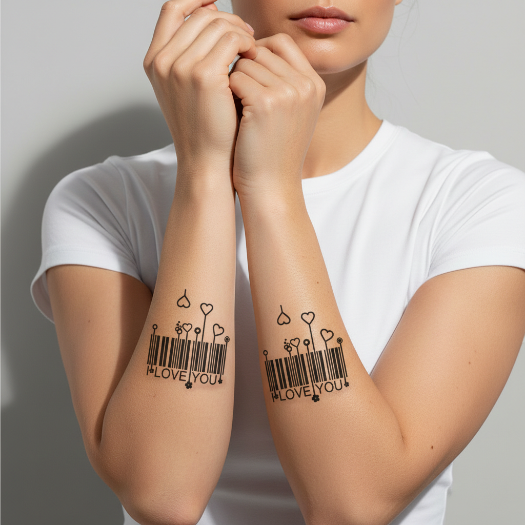 Tatuaje Código de barras Love You
