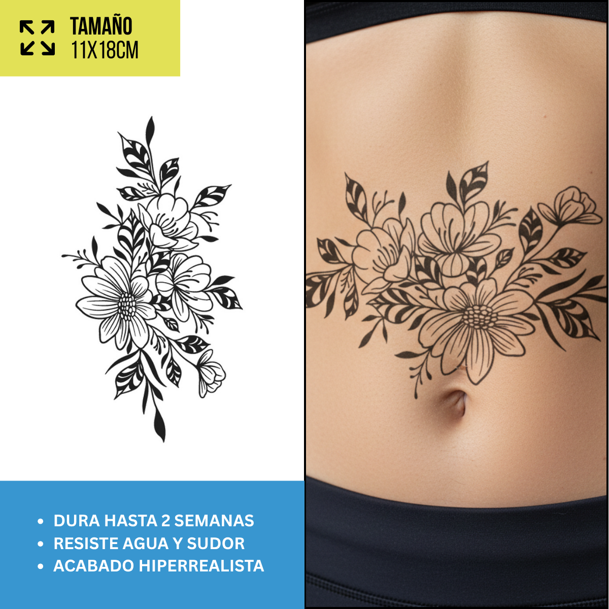 Tatuajes Temporales Florales Clásicos | Diseños Realistas