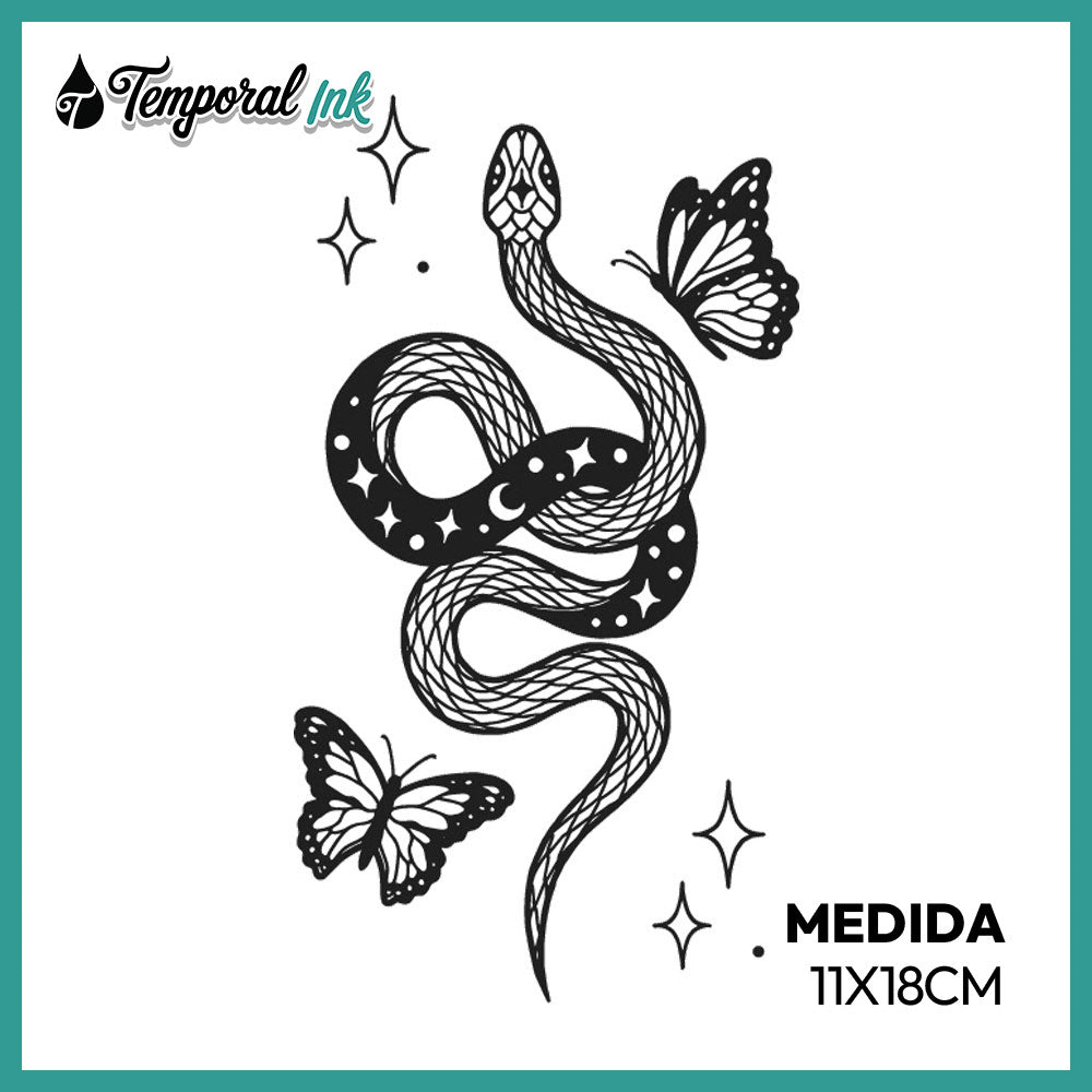 Tatuaje Serpiente con mariposas