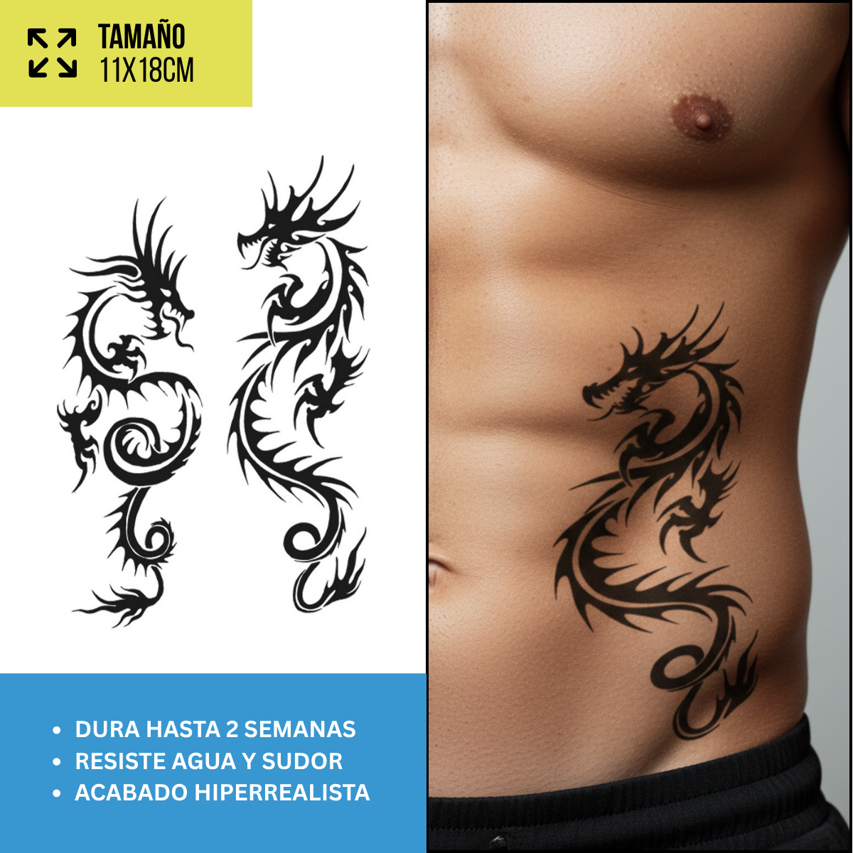 Tatuajes Temporales Dragones & Oriental | Hombre y Mujer