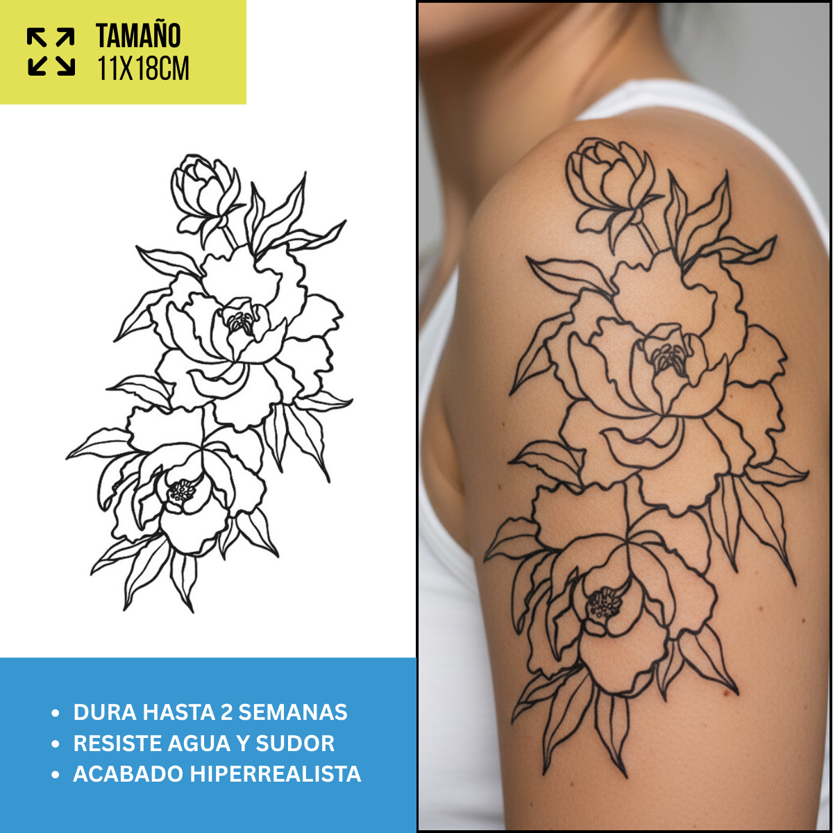 Tatuajes Temporales Florales Clásicos | Diseños Realistas