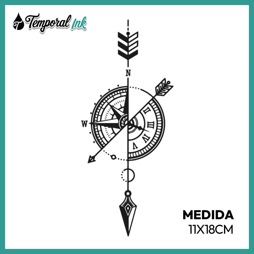 Tatuaje Brújula Geométrica