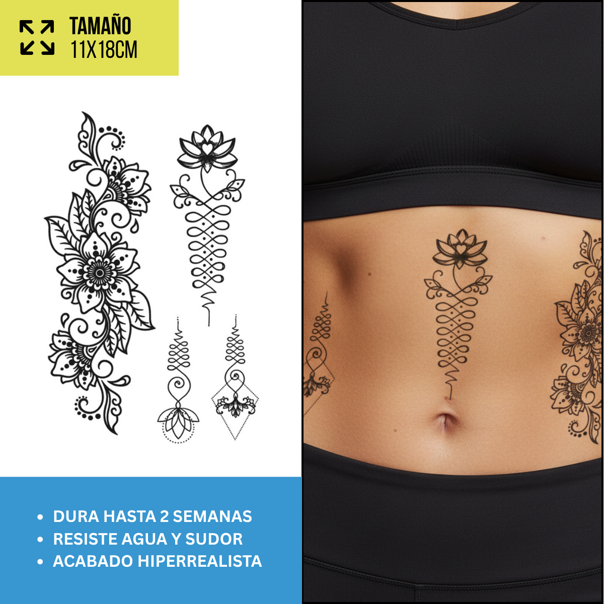 Tatuajes Temporales Florales Clásicos | Diseños Realistas