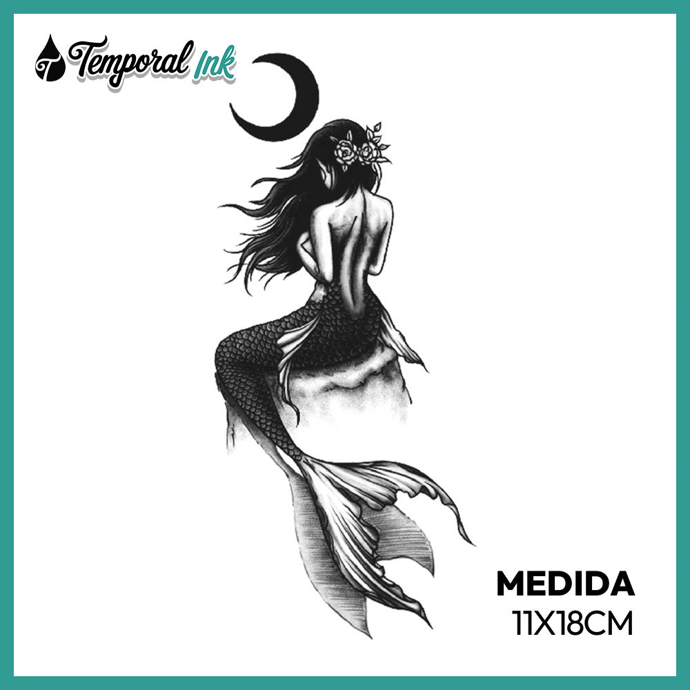 Tatuaje Sirena bajo la luna