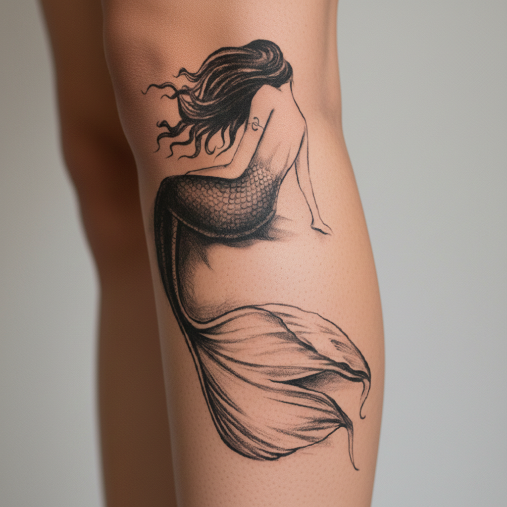 Tatuaje Sirena de perfil