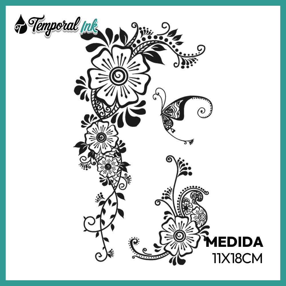 Tatuaje Flores y Mariposa