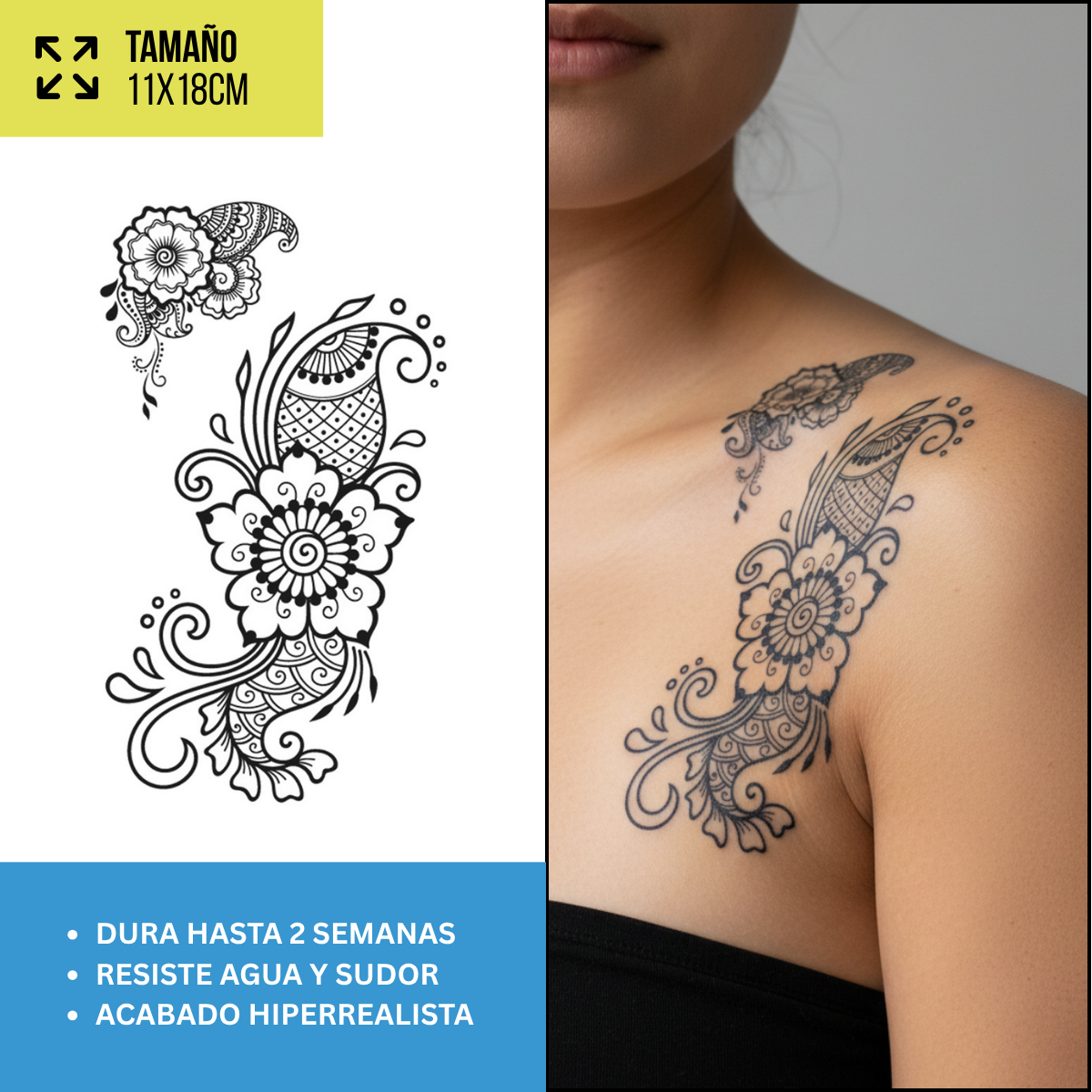 Tatuajes Temporales Florales Fine Line | Diseños Realistas