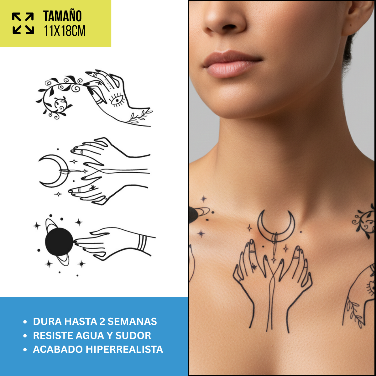 Tatuajes Temporales Místico & Espiritual | Hombre y Mujer