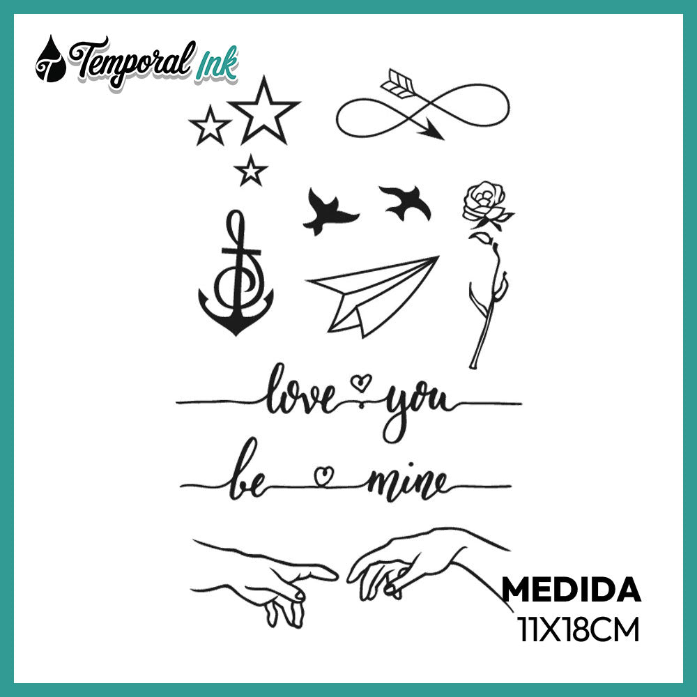 Tatuaje Love you + Símbolos